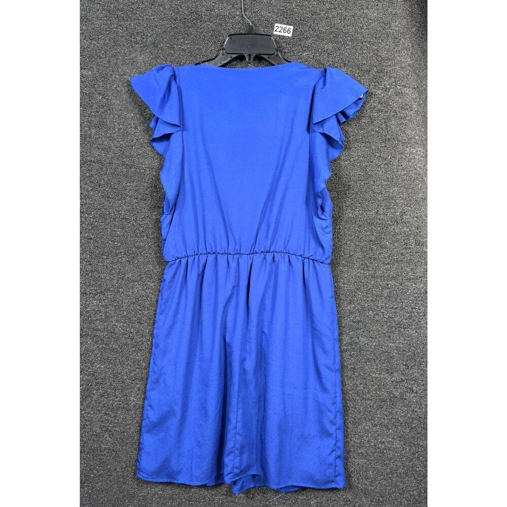 Jodi Kristopher Sheath Dress Womens Size M Blue Ruffle Short Sleeve - Picture 2 of 5